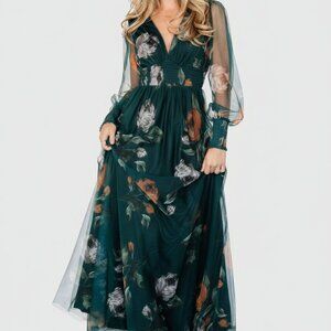 Baltic Born Layla Tulle Maxi Dress | Deep Topaz Floral Size LL